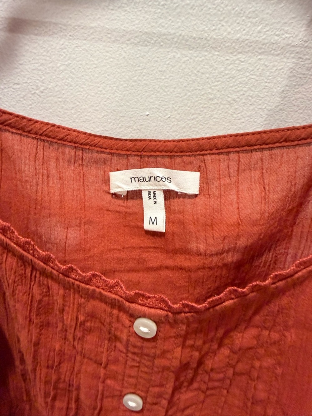 Maurices Rust Ruffle-Shoulder Button Front Tank - Picture 2 of 2